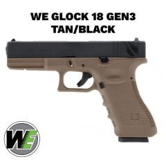 Airsoft Tabanca WE Glock 18C Siyah/Tan Gen3 WE-G002A-TAN
