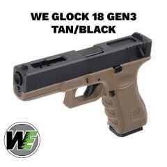 Airsoft Tabanca WE Glock 18C Siyah/Tan Gen3 WE-G002A-TAN