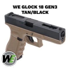 Airsoft Tabanca WE Glock 18C Siyah/Tan Gen3 WE-G002A-TAN