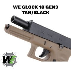 Airsoft Tabanca WE Glock 18C Siyah/Tan Gen3 WE-G002A-TAN