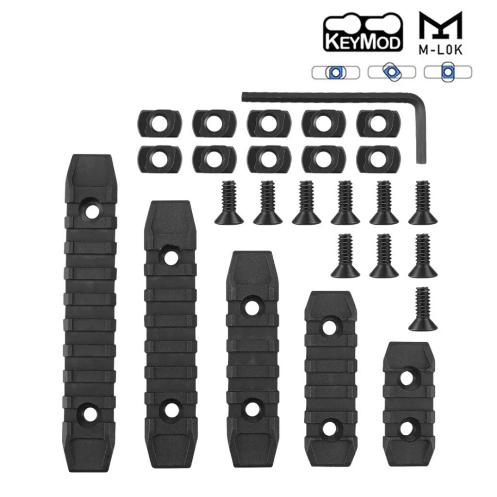 UFC M-LOK & Keymod Nylon Rail Section Picatinny (3-5-5-7-9 Slot) 5PCS SET BK SKU: UFCMT146BK