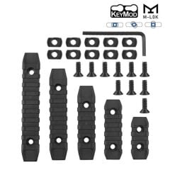 UFC M-LOK & Keymod Nylon Rail Section Picatinny (3-5-5-7-9 Slot) 5PCS SET BK SKU: UFCMT146BK