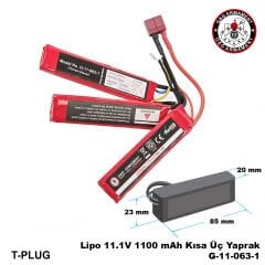 G&G Lipo Pil  11.1V 1100 mAh Kısa Üç Yaprak T-Plug G-11-063-1