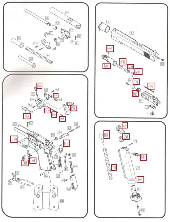 WE AIRSOFT 1911 YEDEK PARÇA LİSTESİ