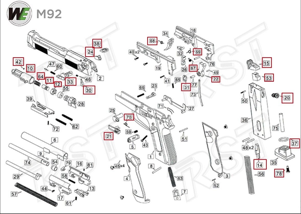 WE AIRSOFT M92 YEDEK PARÇA LİSTESİ