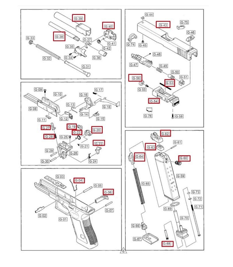 WE AIRSOFT G17-G19-G27-G33-G34 YEDEK PARÇA LİSTESİ