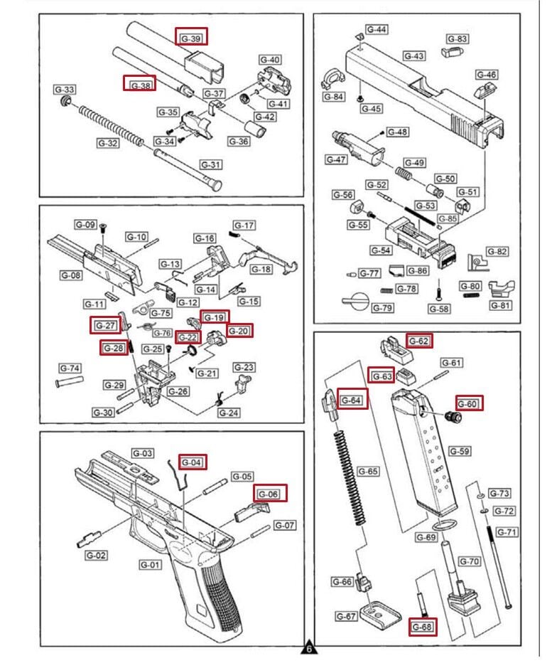 WE AIRSOFT G18-G23-G26-G26C-G35 YEDEK PARÇA LİSTESİ