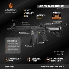 Airsoft Tüfek Evolution E-416 CQB Carbontech ETS *EC44AR-ETS*