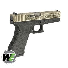 Airsoft Tabanca WE Glock 17  Gen3 Ivory Gravür İşlemeli WE-G001BOX-FP YENİ