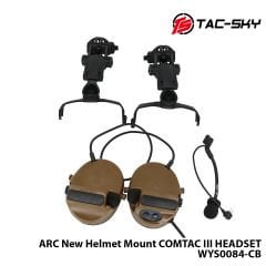 Tac-Sky®  Comtac 3 w/Arc Rail Adapter Telsiz Kulaklığı-Kask Tipi-Tan WYS0084-CB