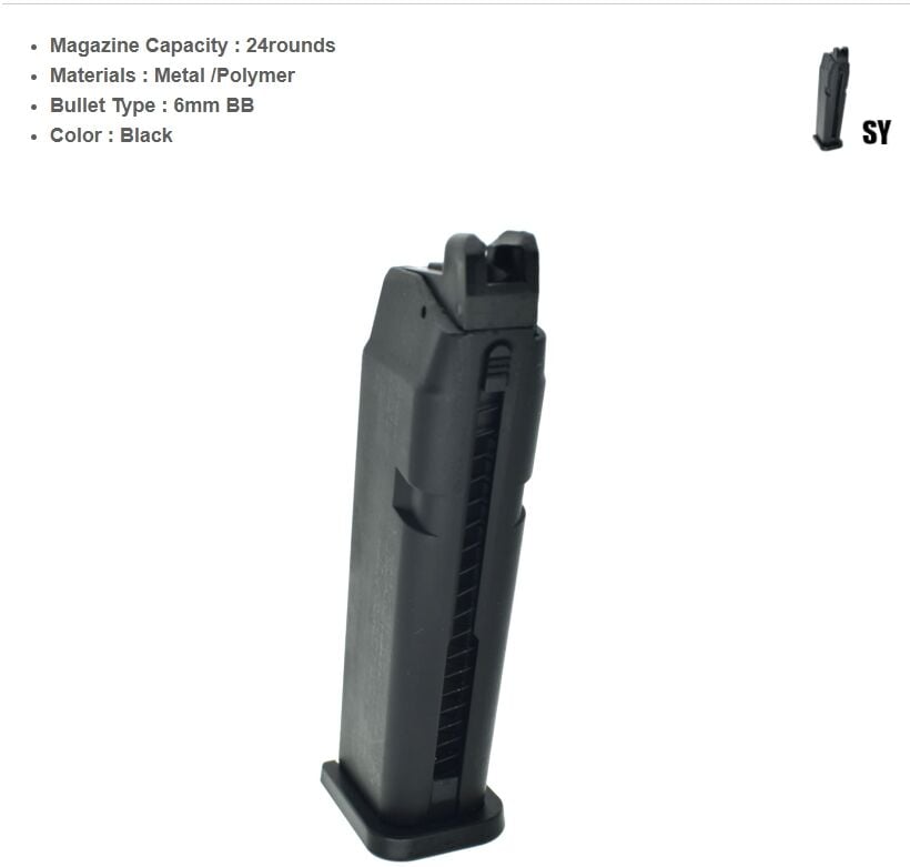 SY 18C series 24rds Gas Magazine (Black) [SY-MAG-18C-BK]